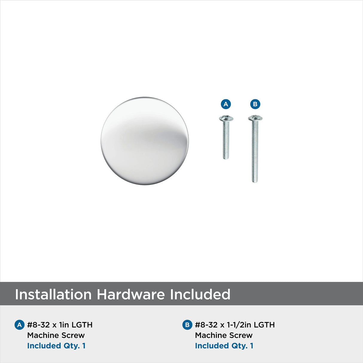 Amerock Cabinet Knob Polished Chrome 1-1/4 inch (32 mm) Diameter Riva 1 Pack Drawer Knob Cabinet Hardware