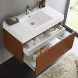 Fresca FCB8008TK-I Fresca Mezzo 36" Teak Wall Hung Modern Bathroom Cabinet w/ Integrated Sink