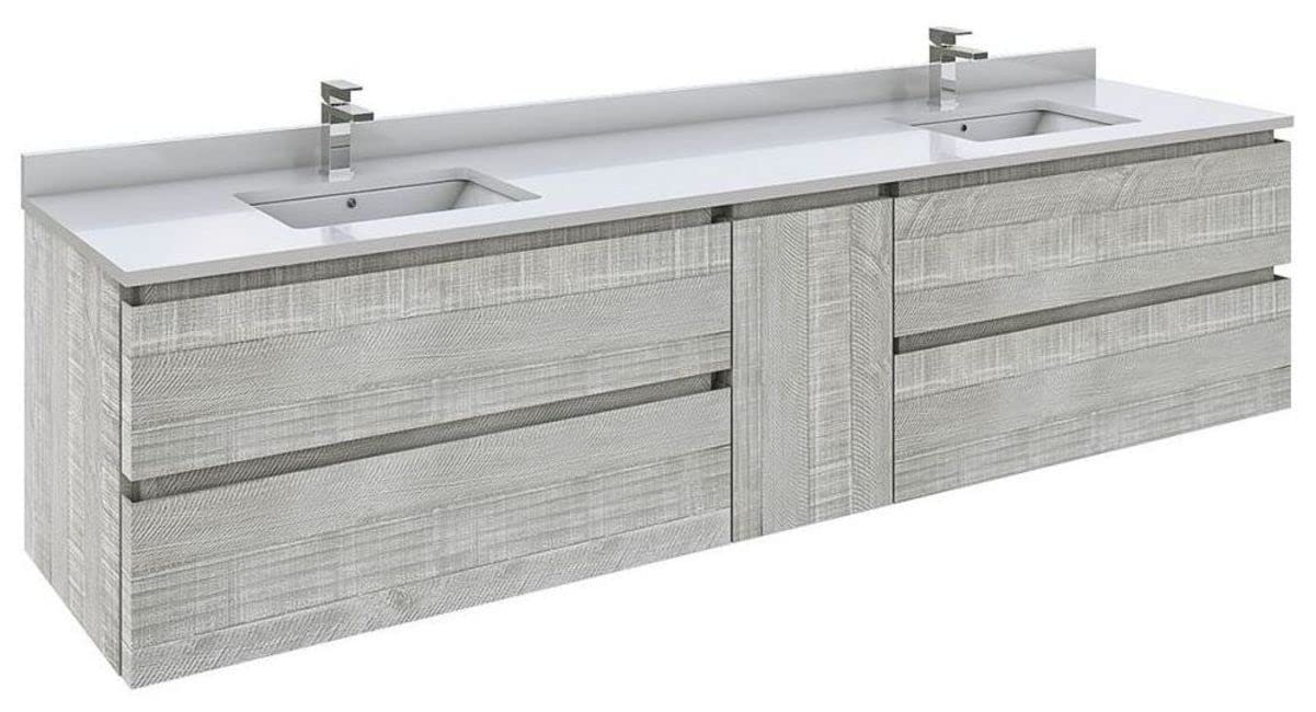 Fresca FCB31-361236ASH Fresca Formosa 82" Wall Hung Double Sink Modern Bathroom Cabinet in Ash
