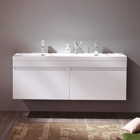Fresca FCB8040GO-I Fresca Largo 57" Gray Oak Modern Double Sink Bathroom Cabinet w/ Integrated Sinks