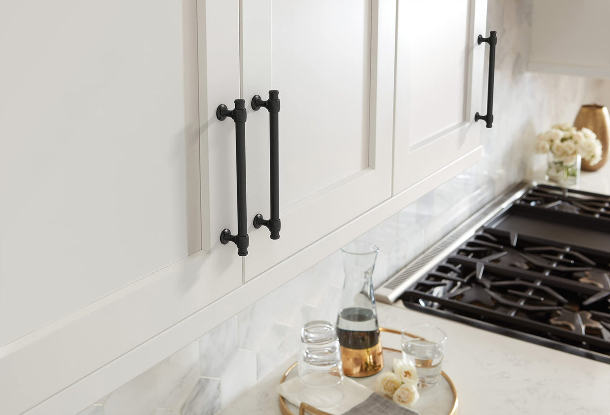 Amerock BP36771FB Matte Black Cabinet Pull 6-5/16 in (160 mm) Center-to-Center Cabinet Handle Winsome Drawer Pull Kitchen Cabinet Handle Furniture Hardware