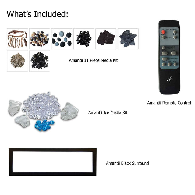 Amantii BI-60-DEEP-XT Panorama Deep & Xtra Tall Full View Smart Electric  - 60" Indoor /Outdoor WiFi Enabled  Fireplace, featuring a MultiFunction Remote, Multi Speed Flame Motor, Glass Media & a Black Trim