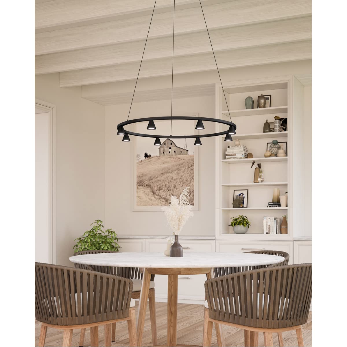 Kuzco CH19933-BK DUNE 33" CHANDELIER BLACK 40W 120VAC WITH LED DRIVER 3000K 90CRI