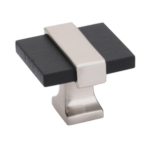 Amerock Cabinet Knob Brushed Matte Black/Satin Nickel 1-3/8 inch (35 mm) Length Overton 1 Pack Drawer Knob Cabinet Hardware