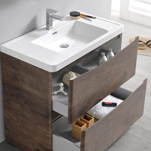 Fresca FCB9136WH-I Fresca Tuscany 36" Glossy White Free Standing Modern Bathroom Cabinet w/ Integrated Sink