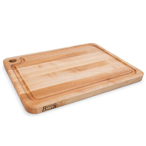 John Boos MPL2216125-FH-GRV Prestige Maple Wood Cutting Board for Kitchen Prep, 22 x 16 Inches, 1.25 Inches Thick Edge Grain Charcuterie Block with Juice Grooves 22X16X1.25 MPL-EDGE GR-PRESTIGE BRD