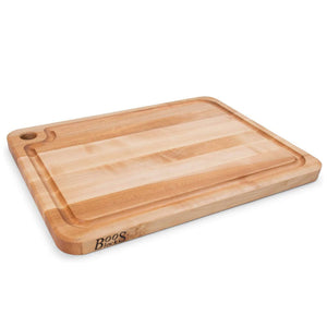 John Boos MPL2216125-FH-GRV Prestige Maple Wood Cutting Board for Kitchen Prep, 22 x 16 Inches, 1.25 Inches Thick Edge Grain Charcuterie Block with Juice Grooves 22X16X1.25 MPL-EDGE GR-PRESTIGE BRD