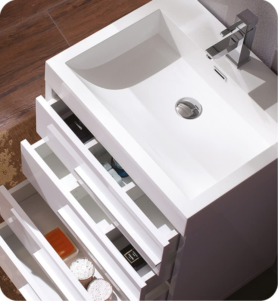 Fresca FVN8024WH Fresca Livello 24" White Modern Bathroom Vanity w/ Medicine Cabinet