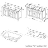 Jeffrey Alexander VKITCHA60CHBOR 60" Chocolate Chatham Vanity, double bowl, Boulder Cultured Marble Vanity Top, two undermount rectangle bowls