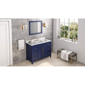 Jeffrey Alexander VKITCAD48BLCQR 48" Hale Blue Cade Vanity, Calacatta Vienna Quartz Vanity Top, undermount rectangle bowl