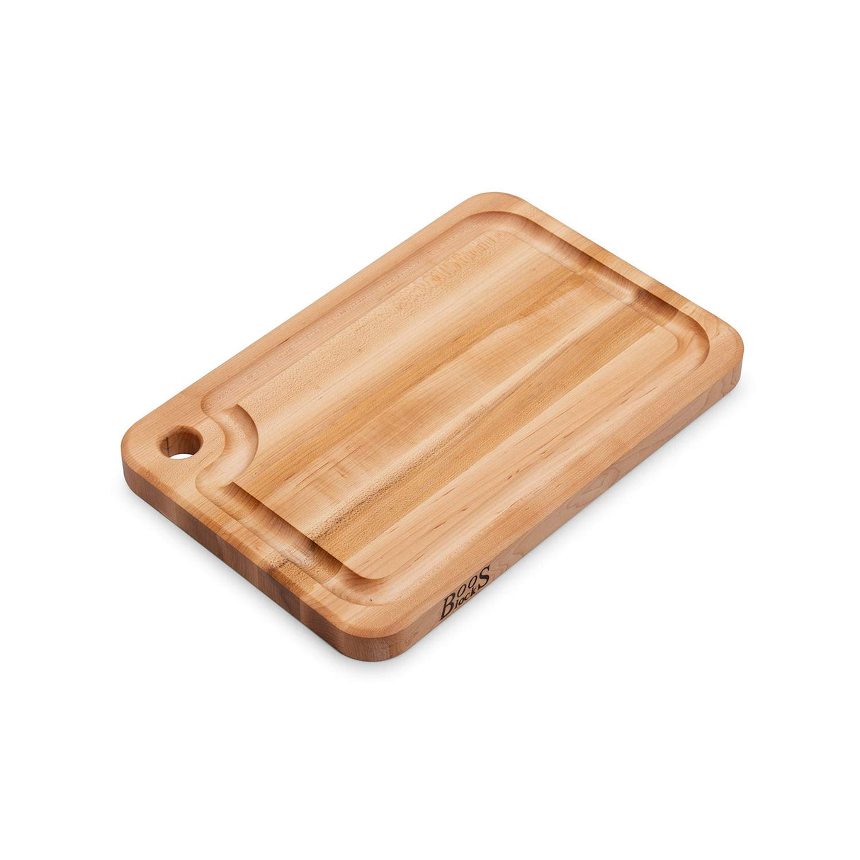 John Boos MPL1812125-FH-GRV Prestige Maple Wood Cutting Board for Kitchen Prep, 18 x 12 Inches, 1.25 Inches Thick Edge Grain Charcuterie Block with Juice Grooves 18X12X1.25 MPL-EDGE GR-PRESTIGE BRD