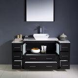 Fresca FVN62-123612ES-VSL Fresca Torino 60" Espresso Modern Bathroom Vanity w/ 2 Side Cabinets & Vessel Sink