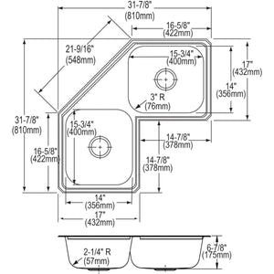 Elkay CCR32324 Sink, Four-Hole, Stainless Steel