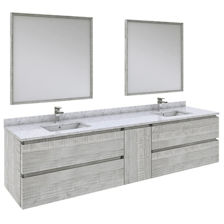 Fresca FVN31-361236ASH Fresca Formosa 84" Wall Hung Double Sink Modern Bathroom Vanity w/ Mirrors in Ash