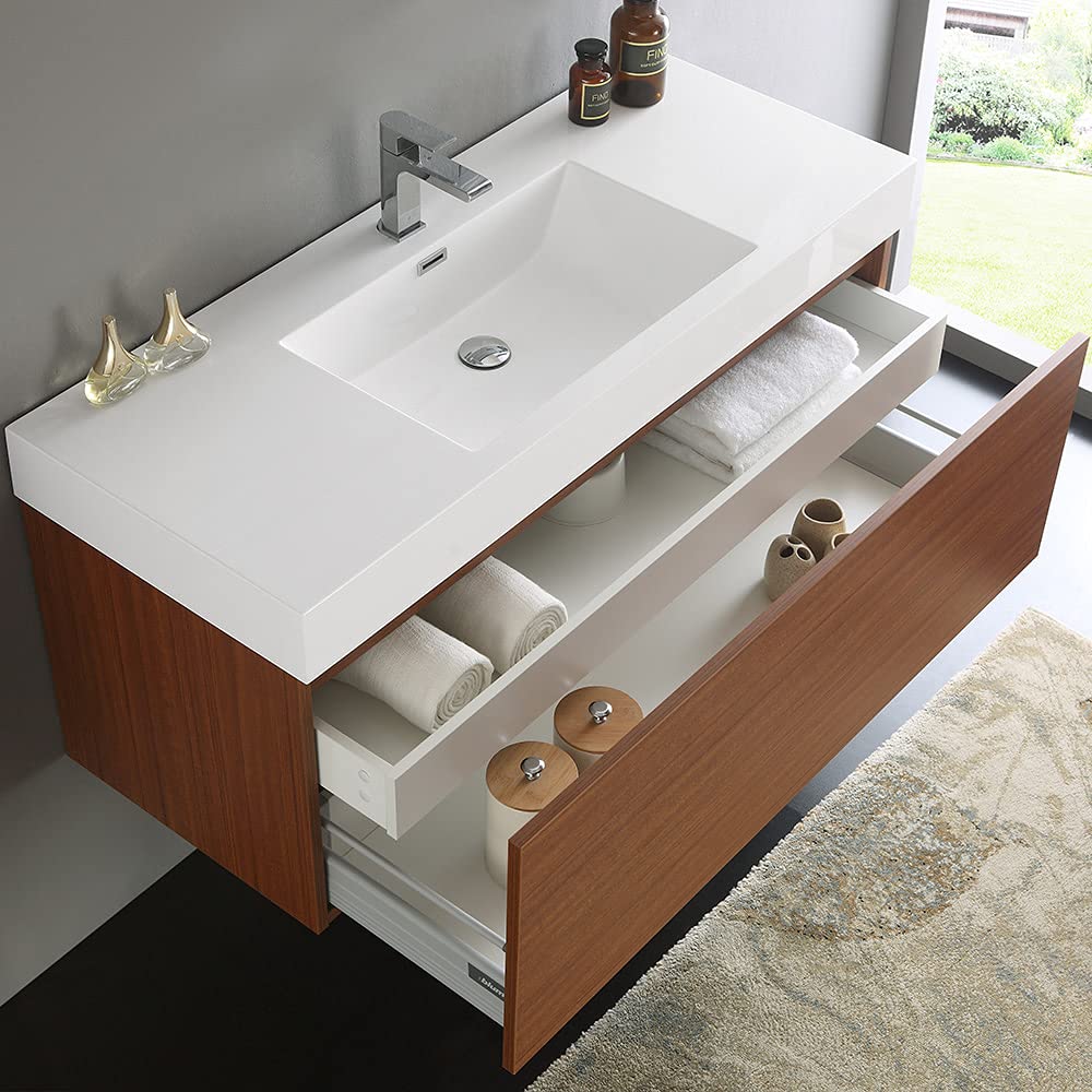 Fresca FCB8011GO-I Fresca Mezzo 48" Gray Oak Wall Hung Modern Bathroom Cabinet w/ Integrated Sink