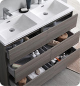 Fresca FCB93-2424MGO-D Fresca Lazzaro 48" Gray Wood Free Standing Double Sink Modern Bathroom Cabinet