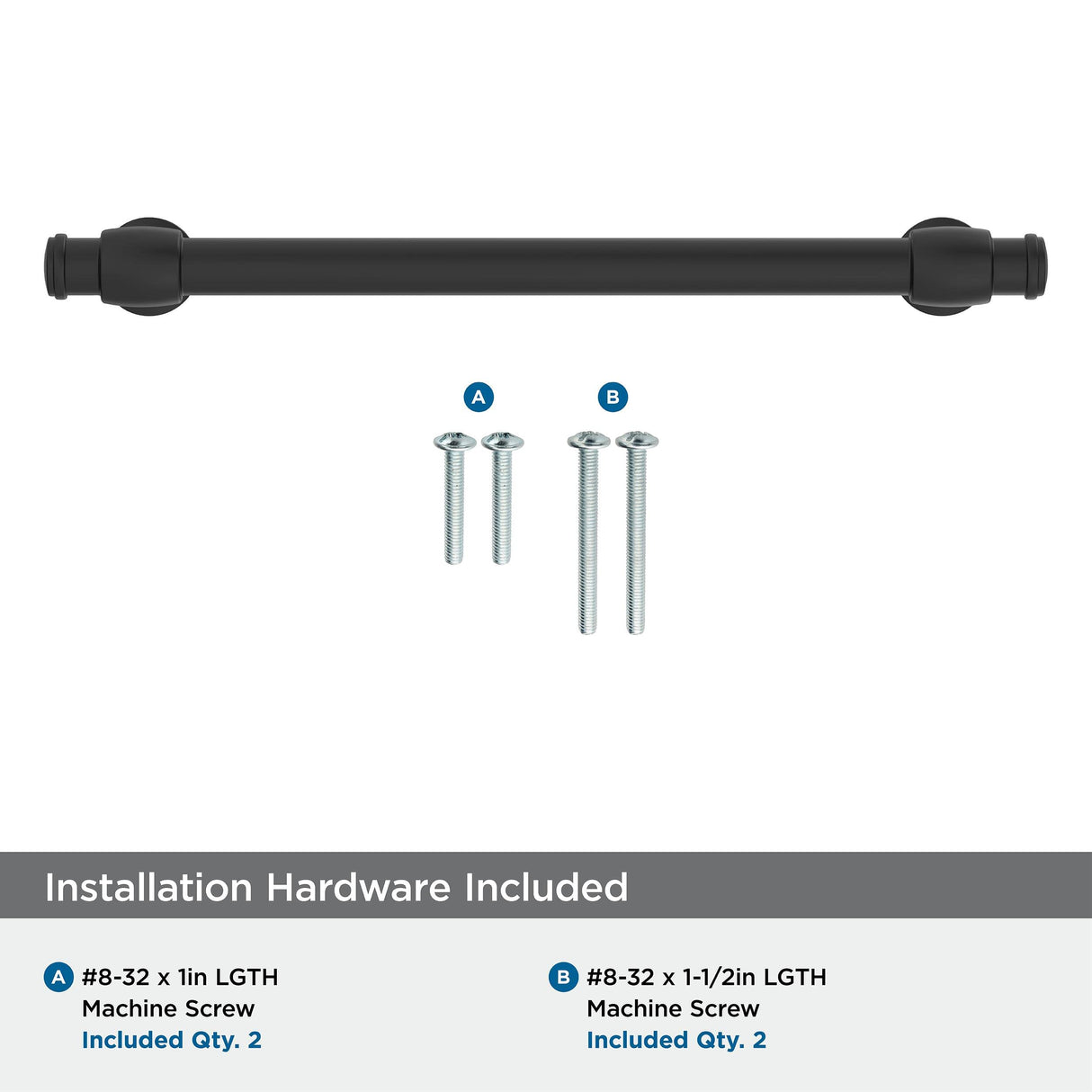 Amerock BP36771FB Matte Black Cabinet Pull 6-5/16 in (160 mm) Center-to-Center Cabinet Handle Winsome Drawer Pull Kitchen Cabinet Handle Furniture Hardware