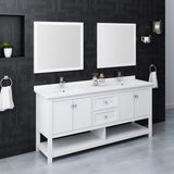 Fresca FVN2372WH-D Fresca Manchester 72" White Traditional Double Sink Bathroom Vanity w/ Mirrors