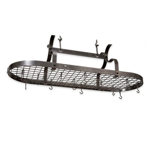 Enclume PR33WG SS Scroll Arm Oval Ceiling Pot Rack w/ 24 Hooks SS