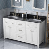 Jeffrey Alexander VKITCHA60WHBGR 60" White Chatham Vanity, double bowl, Black Granite Vanity Top, two undermount rectangle bowls