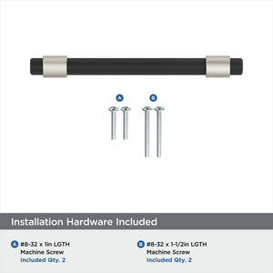 Amerock Cabinet Pull Matte Black/Satin Nickel 3-3/4 inch (96 mm) Center-to-Center Mergence 1 Pack Drawer Pull Cabinet Handle Cabinet Hardware