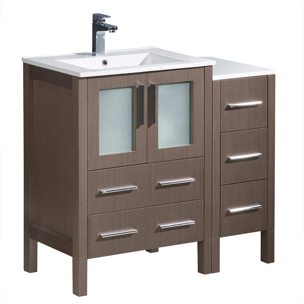 Fresca FCB62-2412GO-I Fresca Torino 36" Gray Oak Modern Bathroom Cabinets w/ Integrated Sinks