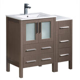 Fresca FCB62-2412GO-I Fresca Torino 36" Gray Oak Modern Bathroom Cabinets w/ Integrated Sinks