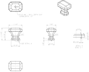 Jeffrey Alexander 165DBAC 1-1/4" Overall Length Brushed Oil Rubbed Bronze Emerald Ella Cabinet Knob
