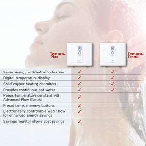 Stiebel Eltron 239223 Tankless Water Heater - Tempra 29 Plus - Electric, On Demand Hot Water, Eco, White, 23
