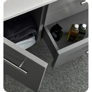 Fresca FVN6136GR-VSL-R Fresca Lucera 36" Gray Wall Hung Vessel Sink Modern Bathroom Vanity w/ Medicine Cabinet - Right Version