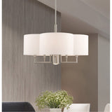 Livex Lighting 51925-91 Chelsea - Six Light Chandelier, Brushed Nickel Finish with Off-White Fabric Shade