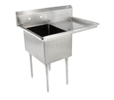 John Boos E1S8-18-12R18 E Series Stainless Steel Sink, 12" Deep Bowl, 1 Compartment, 18" Right Hand Side Drainboard, 38-1/2" Length x 23-1/2" Width