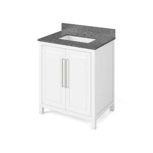 Jeffrey Alexander VKITCAD30WHBOR 30" White Cade Vanity, Boulder Cultured Marble Vanity Top, undermount rectangle bowl