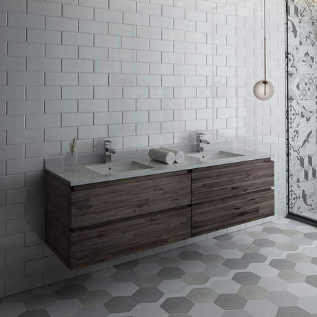 Fresca FCB31-3636ACA Fresca Formosa 70" Wall Hung Double Sink Modern Bathroom Cabinet