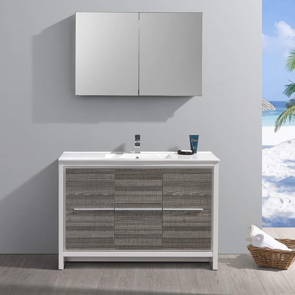 Fresca FVN8148HA Fresca Allier Rio 48" Ash Gray Single Sink Modern Bathroom Vanity w/ Medicine Cabinet