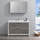 Fresca FVN8148HA-D Fresca Allier Rio 48" Ash Gray Double Sink Modern Bathroom Vanity w/ Medicine Cabinet