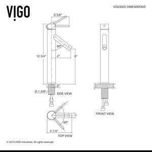 VIGO Grant 12.75 inch H Single Hole Single Handle Bathroom Faucet in Chrome - Vessel Sink Faucet VG03003CH