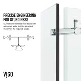 VIGO 46"W x 76"H Elan E-Class Frameless Sliding Rectangle Shower Enclosure with Clear Tempered Glass, Reversible Door Handle and Stainless Steel Hardware in Chrome-VG6053CHCL48