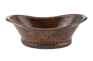 Premier Copper Products VBT20DB Bath Tub Vessel Hammered Copper Sink, Oil Rubbed Bronze