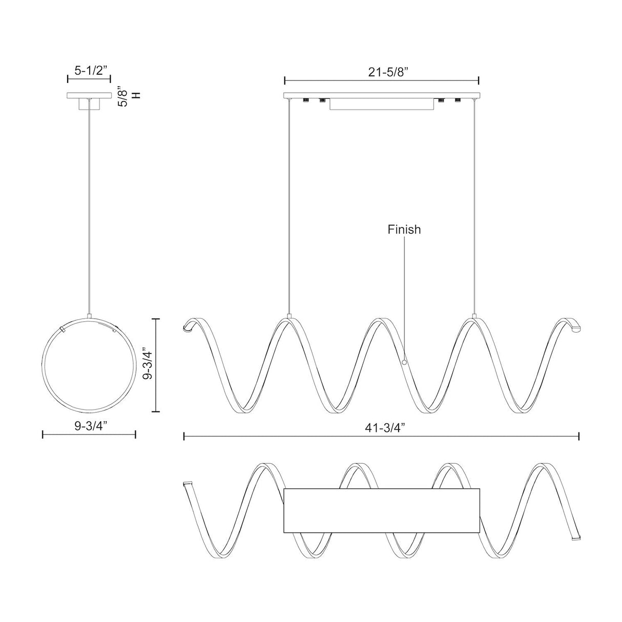 Kuzco LP93742-AN SYNERGY 42" LP Antique Brass 120V TRIAC/ELV LED 3000K 90CRI 56W