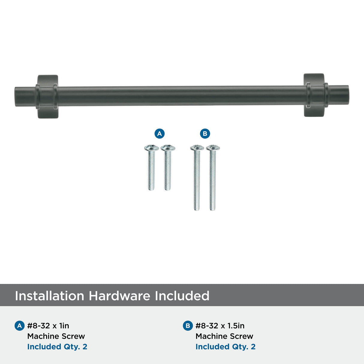 Amerock Cabinet Pull Matte Black 6-5/16 inch (160 mm) Center to Center Davenport 1 Pack Drawer Pull Drawer Handle Cabinet Hardware