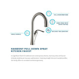 Elkay LKHA4031AS Harmony Antique Steel Single Lever Pull-down Spray Kitchen Faucet