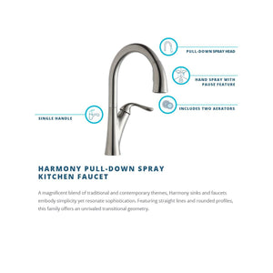 Elkay LKHA4031AS Harmony Antique Steel Single Lever Pull-down Spray Kitchen Faucet