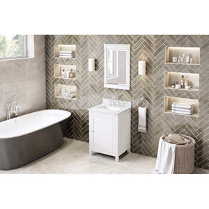 Jeffrey Alexander VKITAST24WHWCR 24" White Astoria Vanity, White Carrara Marble Vanity Top, undermount rectangle bowl