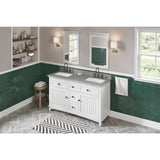 Jeffrey Alexander VKITSAV60WHSGR 60" White Savino Vanity, double bowl, Steel Grey Cultured Marble Vanity Top, two undermount rectangle bowls