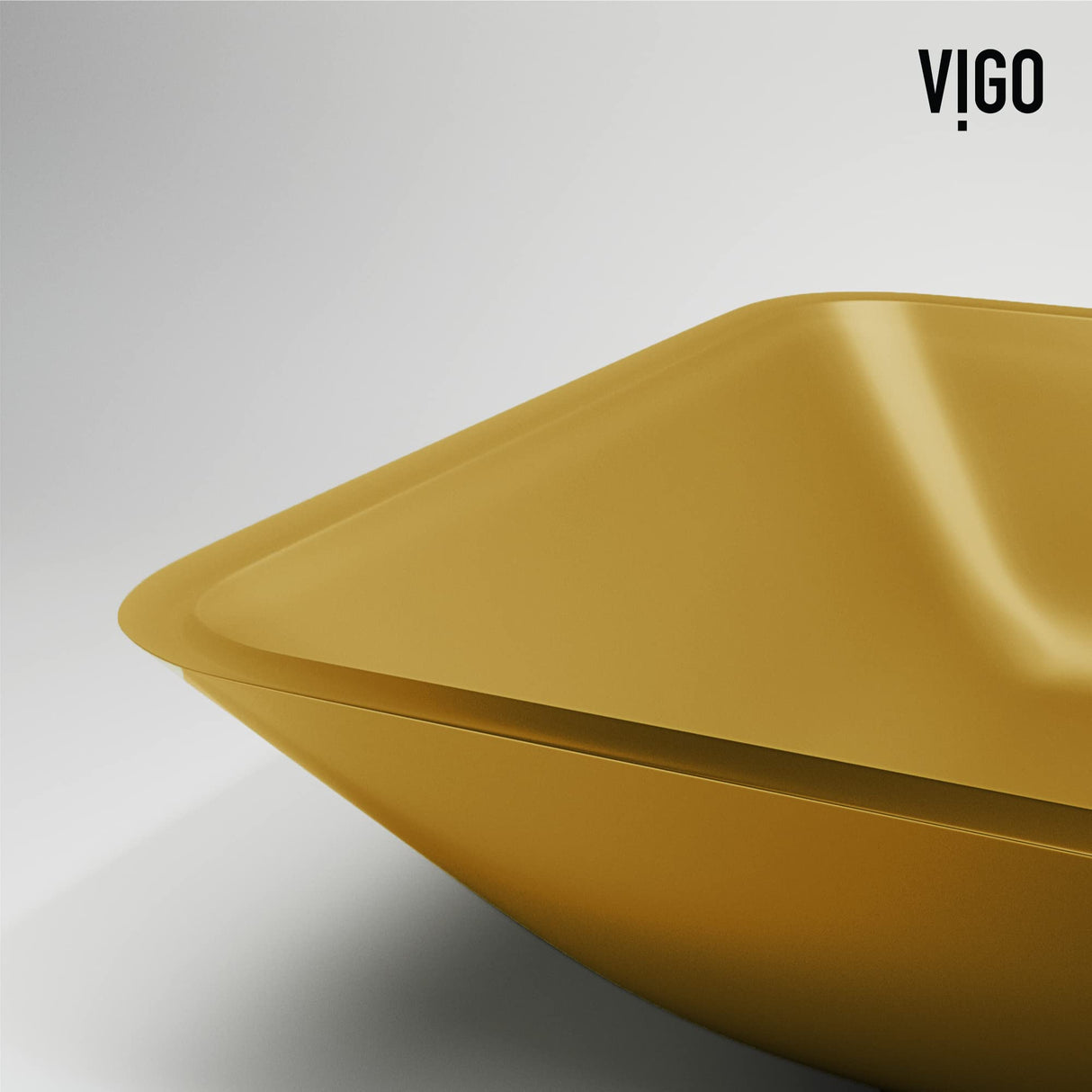 VIGO VGT2072 13.0" L -18.13" W -4.13" H Matte Shell Sottile Glass Rectangular Vessel Bathroom Sink in Gold with Lexington Faucet and Pop-up Drain in Matte Black