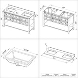 Jeffrey Alexander VKITADL60BKCQR 60" Black Adler Vanity, double bowl, Calacatta Vienna Quartz Vanity Top, two undermount rectangle bowls