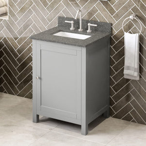 Jeffrey Alexander VKITAST24GRBOR 24" Grey Astoria Vanity, Boulder Cultured Marble Vanity Top, undermount rectangle bowl