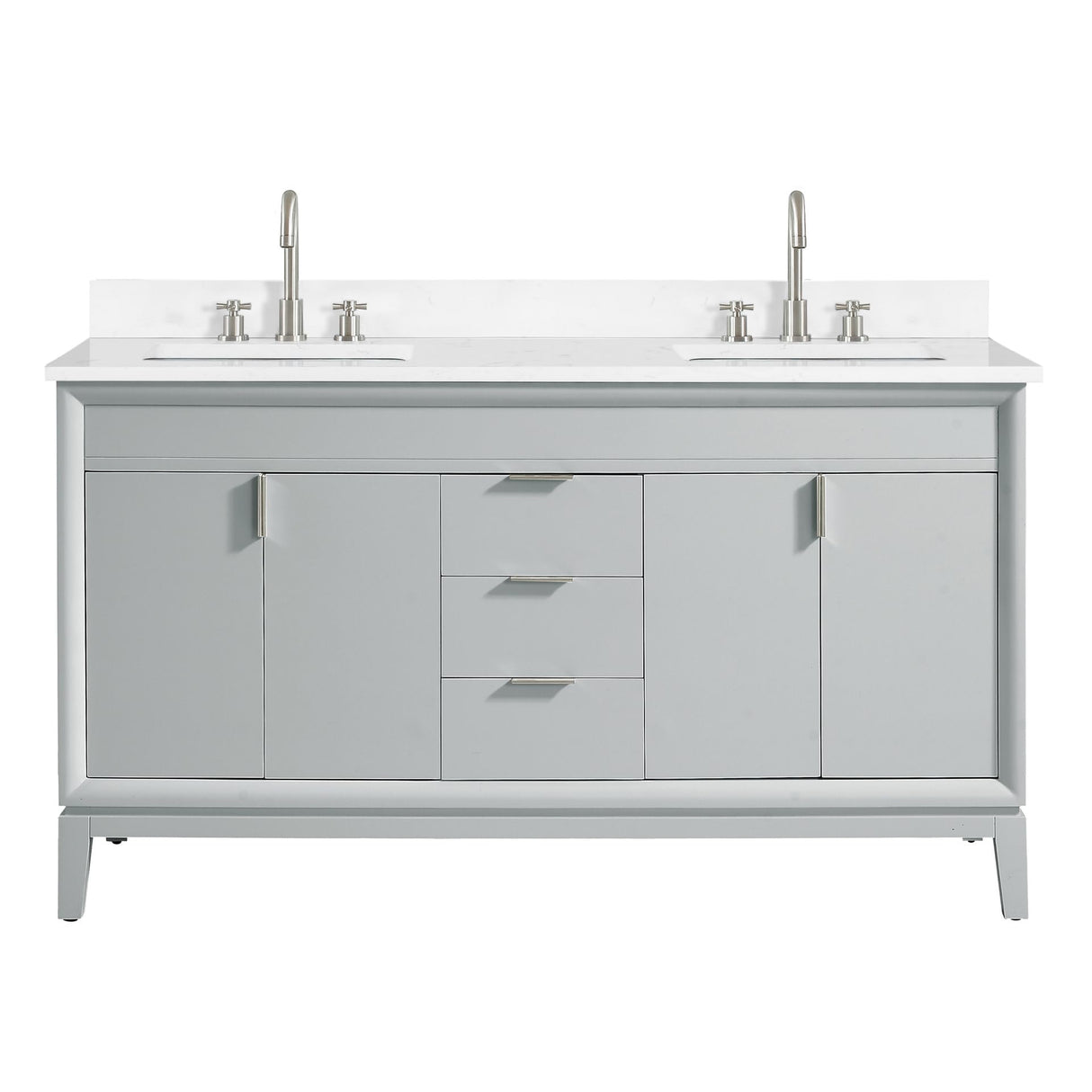 Avanity Emma 61 in. Vanity Combo in Dove Gray finish with Cala White Engineered Stone Top