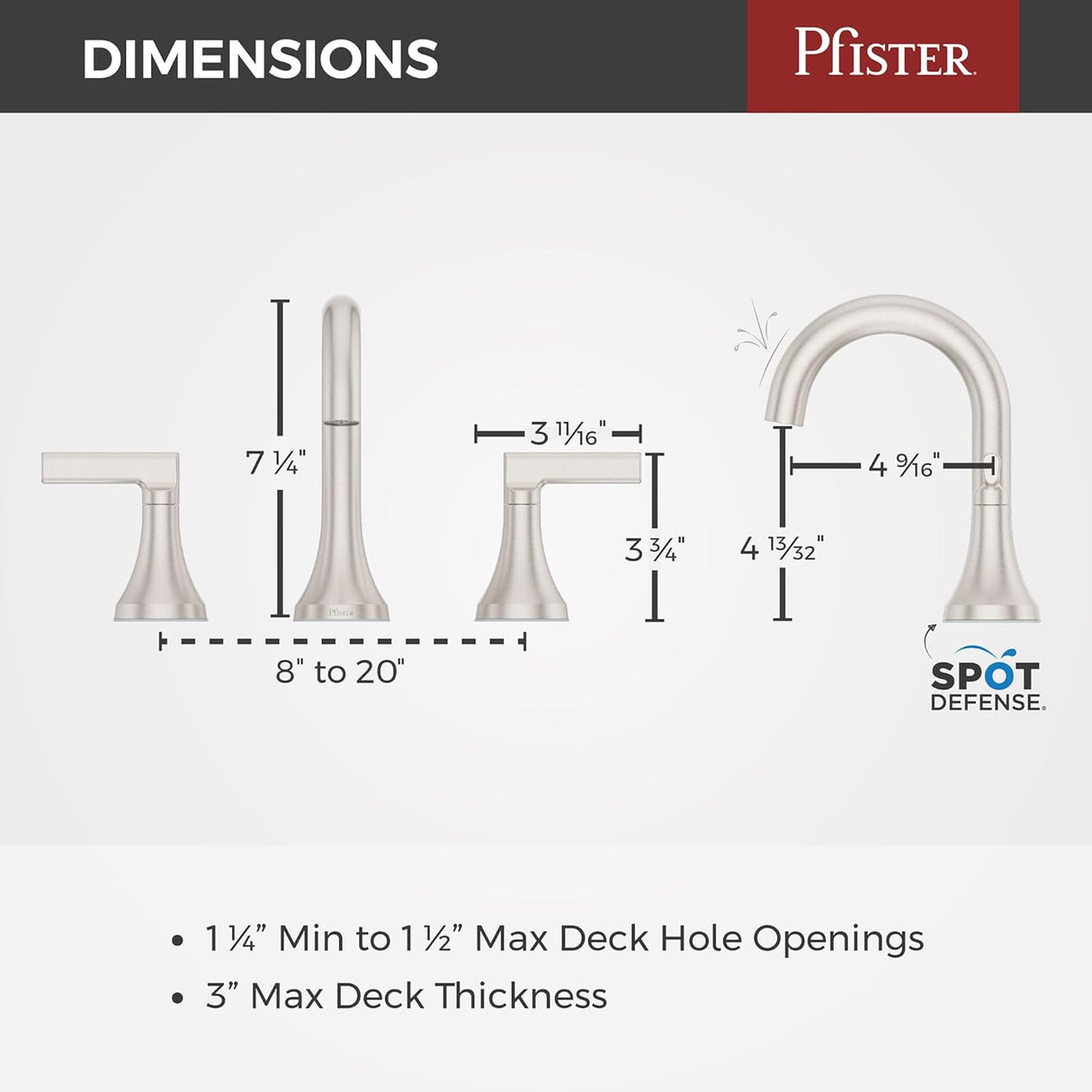 Pfister Vedra 2-Handle 8" Widespread Bathroom Faucet With Push & Seal™ LF-049-VEDGS